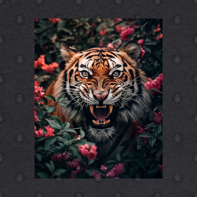 Floral Tiger Roar 2 by Shibuz4.art